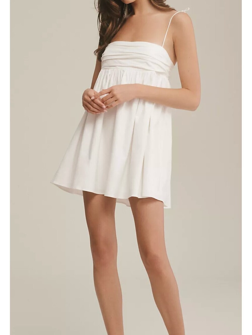 Reformation Catarina Dress White Mini Babydoll Poplin Tie Strap Dress Size 6 NWT - Picture 2 of 13